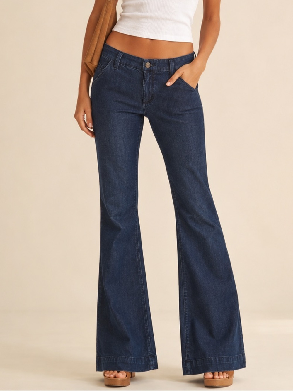 PAIGE Bentley Flare Jeans 27 Dark Wash Lyocell Blend Long Inseam USA